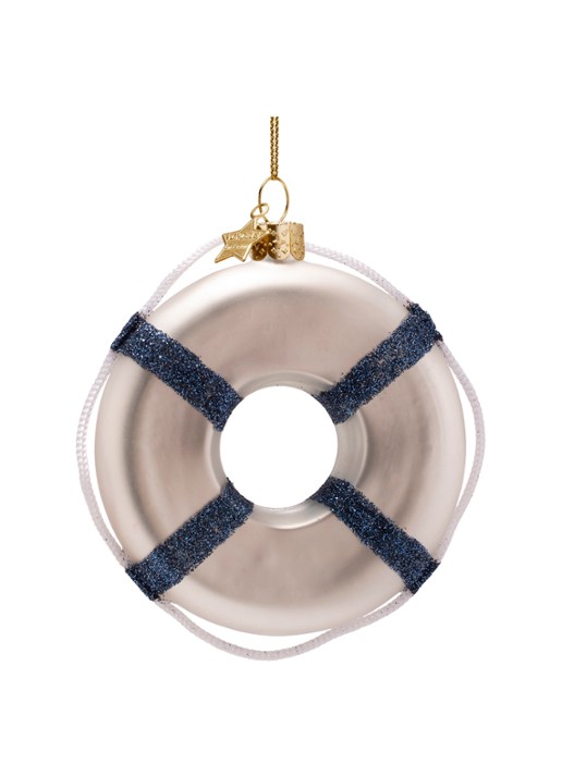 Vondels Lifebuoy Skinny Dipping kersthanger 9,5 cm - achterkant 3 wit