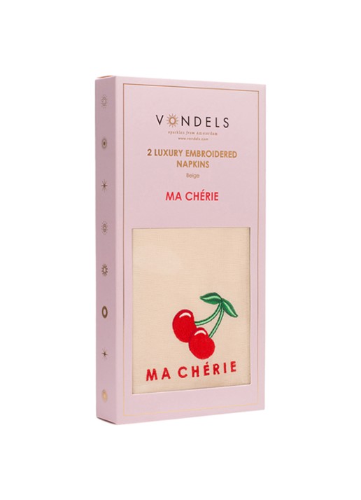 Vondels Ma Cherie servetten 45 x 45 cm set van 2 - detail 3 beige