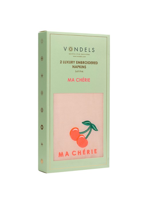 Vondels Ma Cherie servetten 45 x 45 cm set van 2 - detail roze