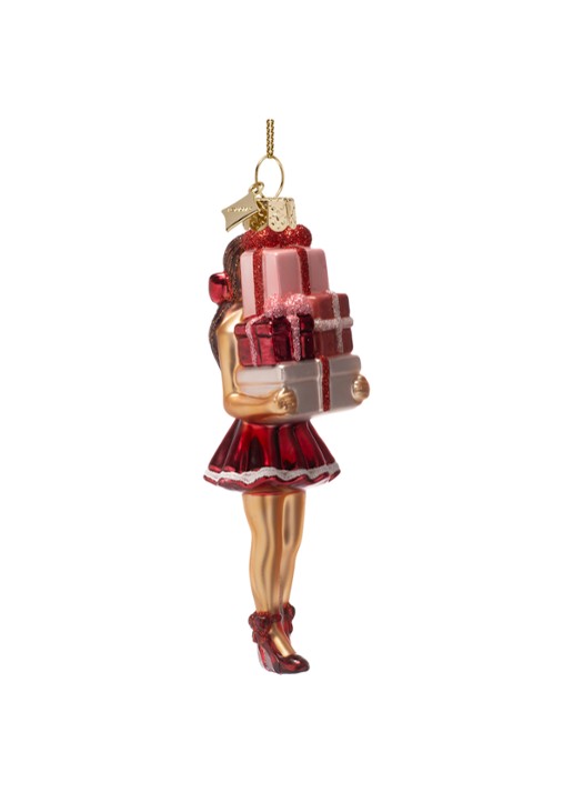Vondels Meisje met geschenkdozen kersthanger 14,5 cm