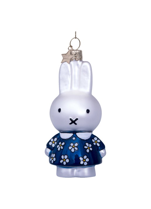 Vondels Nijntje/Miffy bloemenjurk kersthanger 11,5 cm