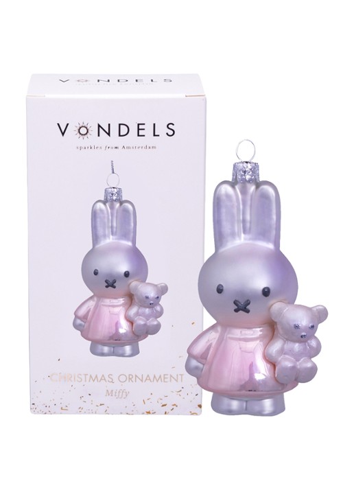 Vondels Nijntje/Miffy met Beer kersthanger 11 cm - detail 4 roze