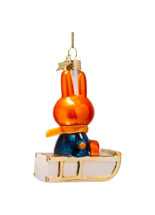 Vondels Nijntje op Slee kersthanger 11 cm - achterkant 3 orange