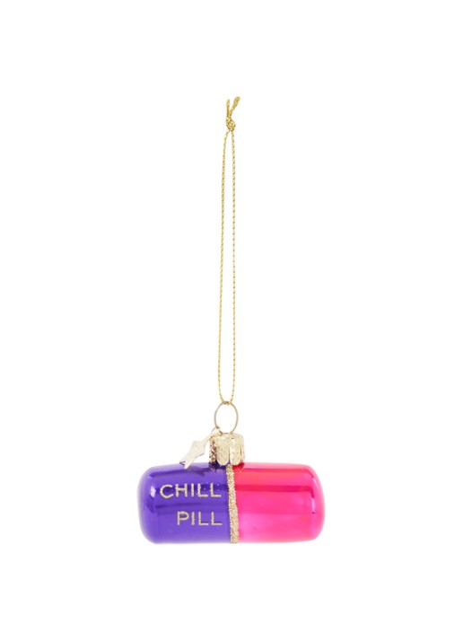 Vondels Opal Chill Pill kersthanger 4 cm - voorkant 2 roze