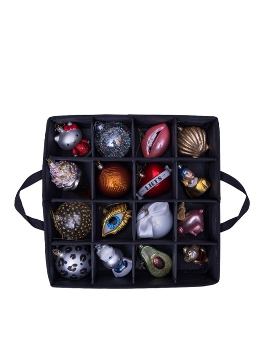 Vondels Opbergdoos kersthangers / kerstballen 34 x 34 cm - detail 4 zwart