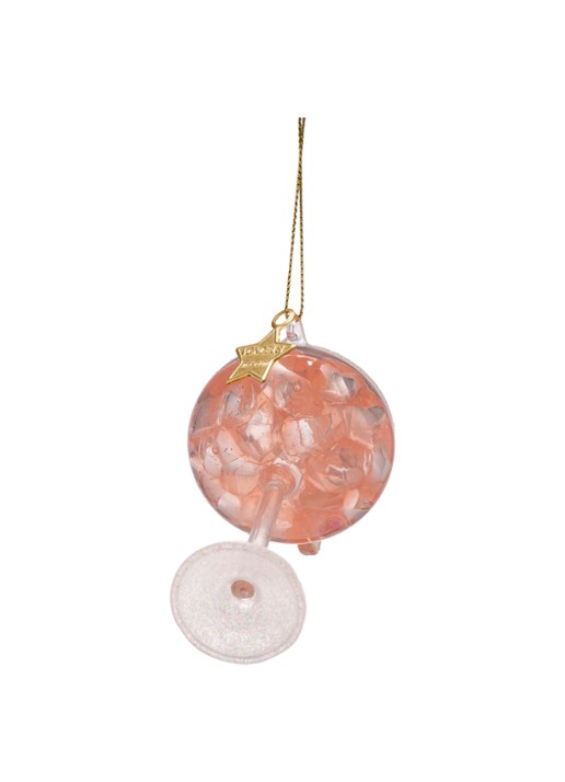 Vondels Paloma Cocktail kersthanger 10,5 cm - achterkant 3 roze