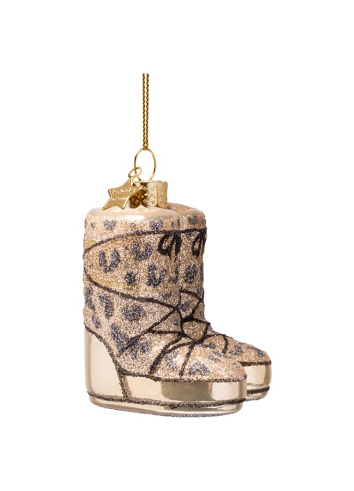 Vondels Panter snowboots kersthanger 7 cm - voorkant 3 goud