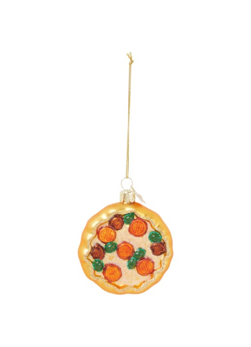 Vondels Pizza kersthanger 8 cm - voorkant orange
