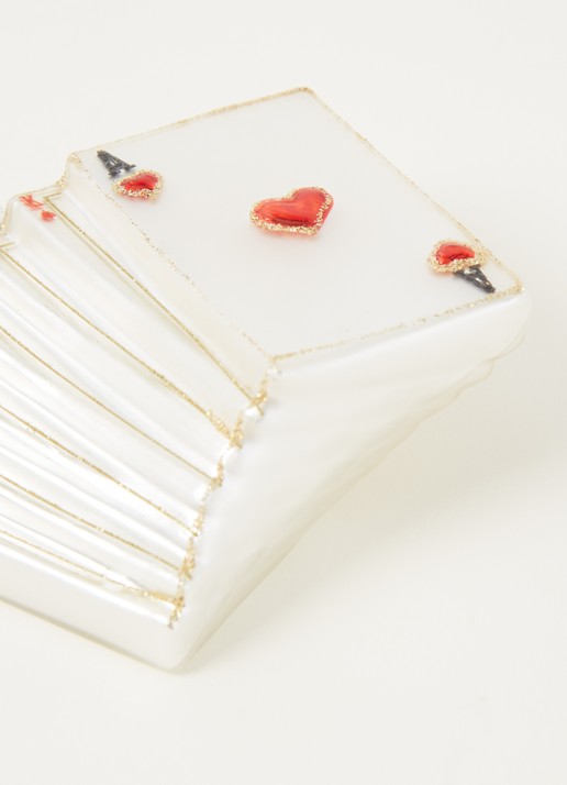 Vondels Playingcard kersthanger 7 cm - detail parelmoer