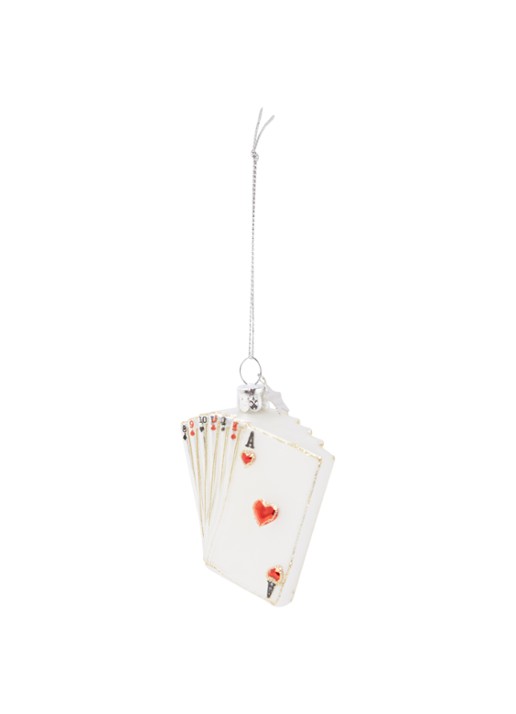 Vondels Playingcard kersthanger 7 cm - voorkant 2 parelmoer
