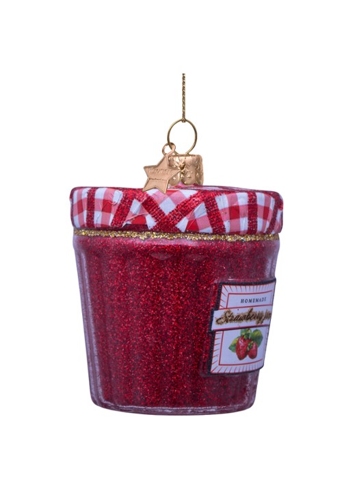 Vondels Pot Aardbei Jam kesthanger 7 cm - voorkant 2 rood