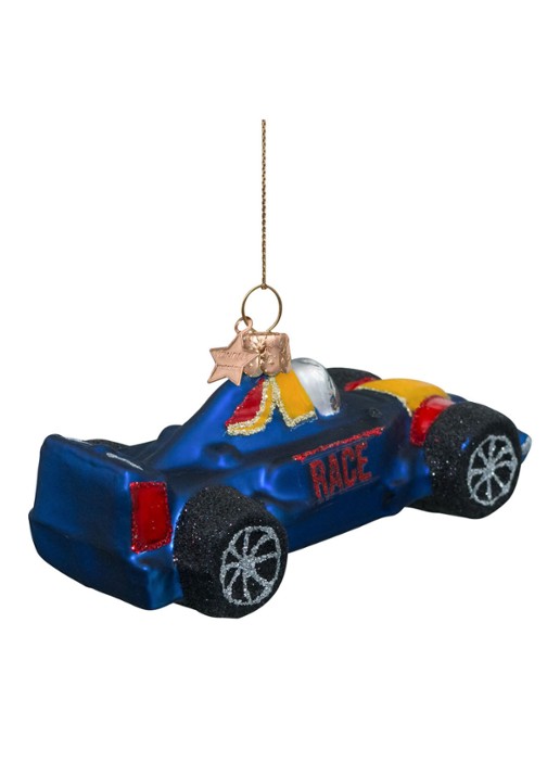 Vondels Raceauto kersthanger 5 cm - detail 4 kobaltblauw