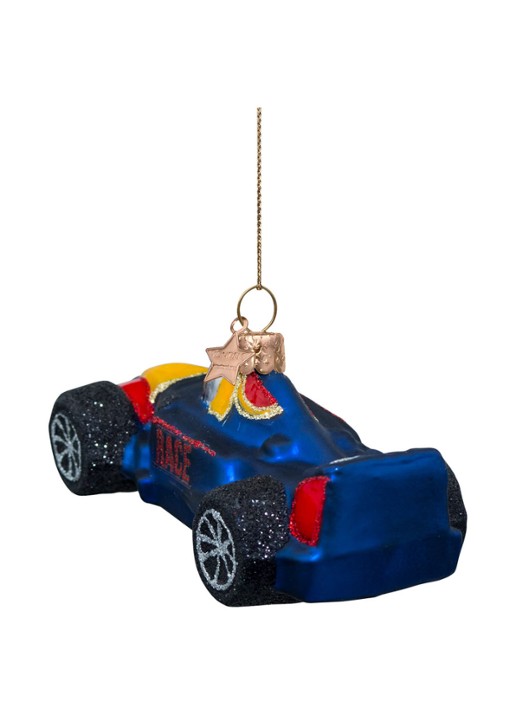 Vondels Raceauto kersthanger 5 cm - detail 5 kobaltblauw