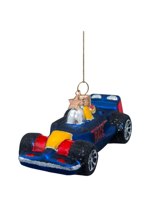 Vondels Raceauto kersthanger 5 cm - detail 7 kobaltblauw