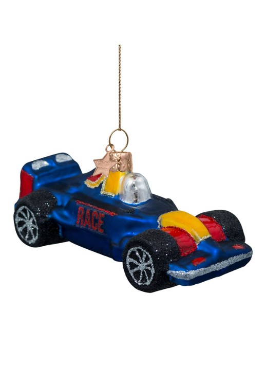 Vondels Raceauto kersthanger 5 cm - detail 8 kobaltblauw