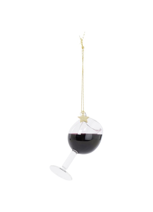 Vondels Red Wine Glass kersthanger 7,5 cm - voorkant bordeauxrood