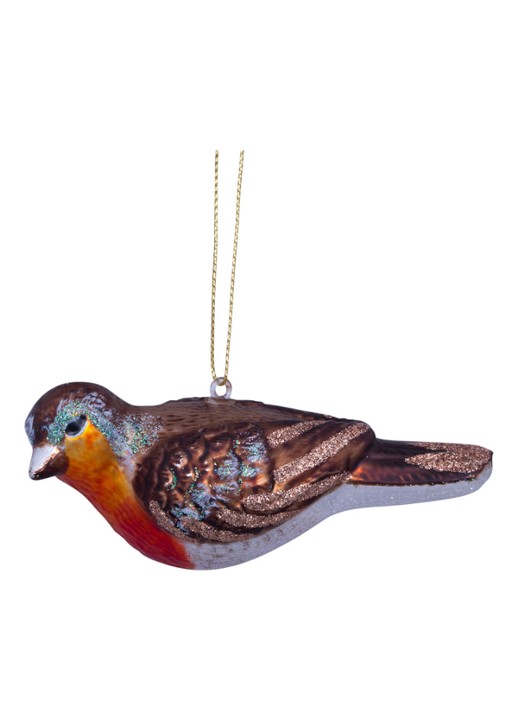 Vondels Roodborstje Vogel kersthanger 4,5 cm - detail 3 multicolor