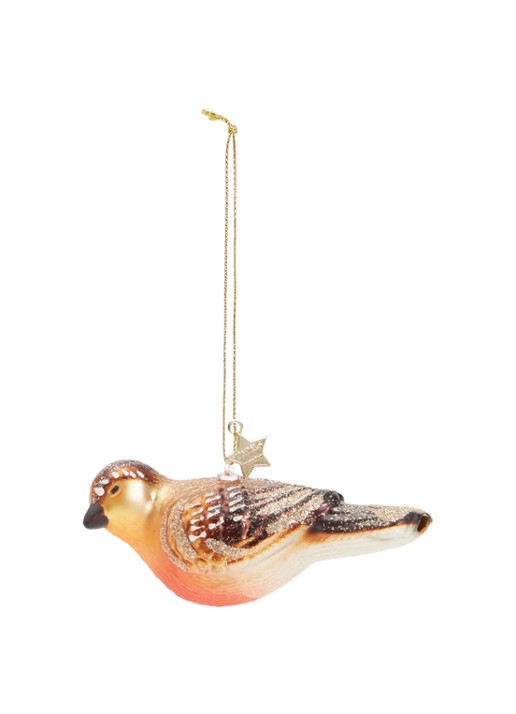 Vondels Roodborstje Vogel kersthanger 4,5 cm - voorkant multicolor