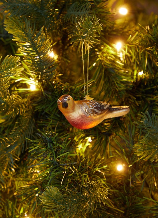 Vondels Roodborstje Vogel kersthanger 4,5 cm - voorkant 2 multicolor