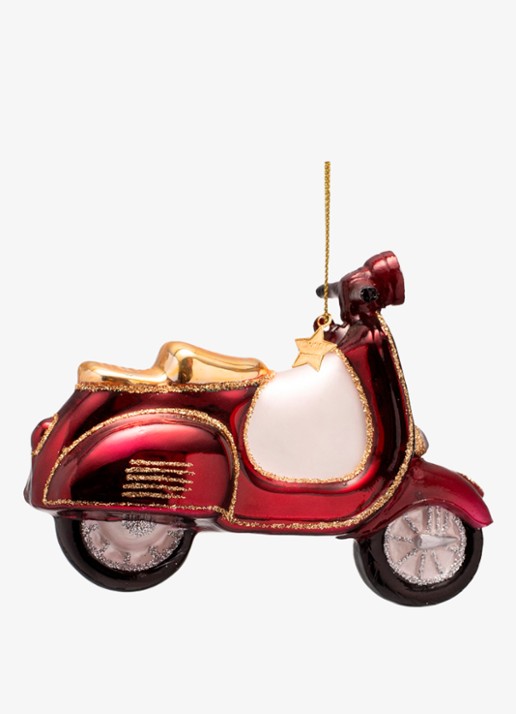 Vondels Scooter kersthanger 9,5 cm - voorkant 2 rood