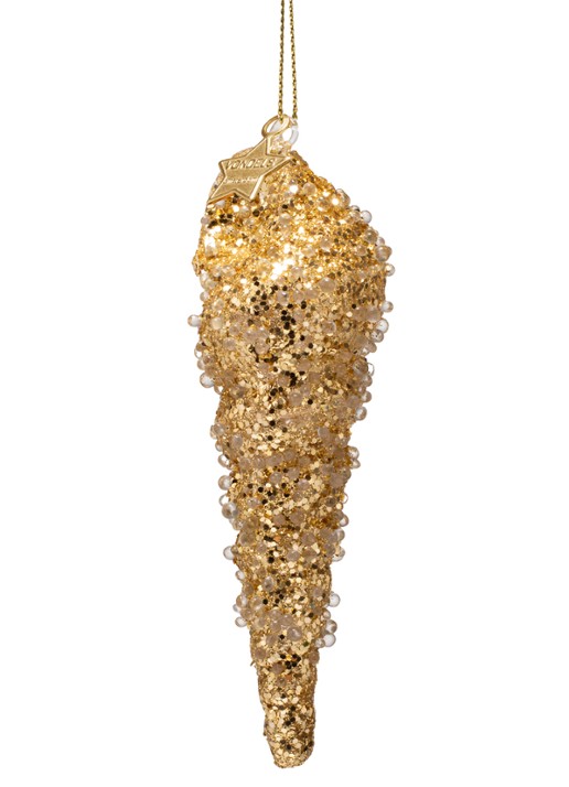Vondels Shell met caviaar kersthanger 12,5 cm - achterkant goud