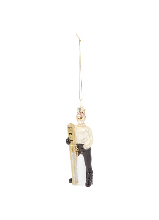Vondels Ski Jongen kersthanger 13 cm - voorkant goud