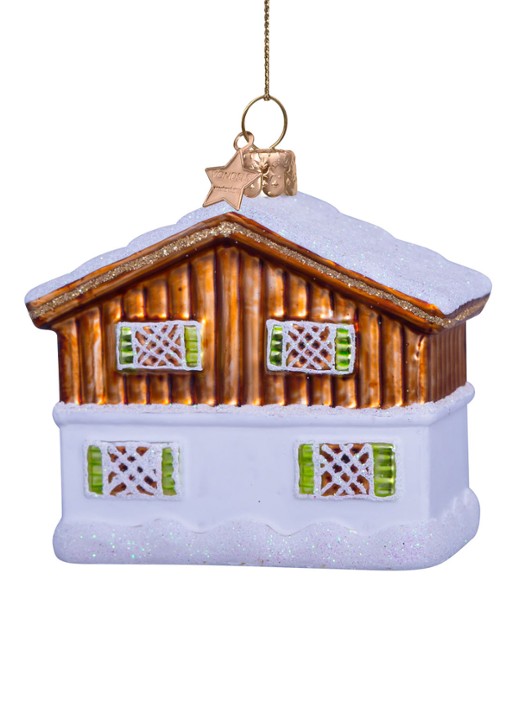 Vondels Skihut kersthanger 7,5 cm - detail 3 wit