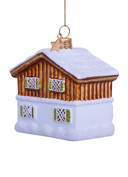 Vondels Skihut kersthanger 7,5 cm - detail 4 wit