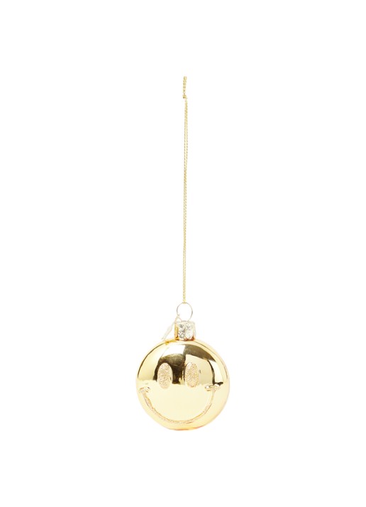 Vondels Smiley kersthanger 6 cm - voorkant 2 goud
