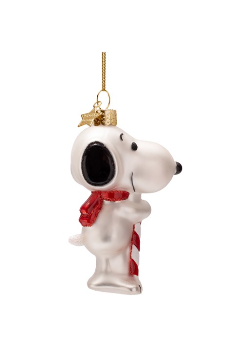 Vondels Snoopy Candy Cane kersthanger 11 cm - detail wit