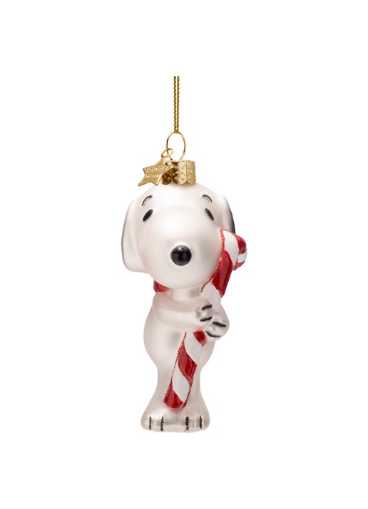 Vondels Snoopy Candy Cane kersthanger 11 cm - voorkant 5 wit
