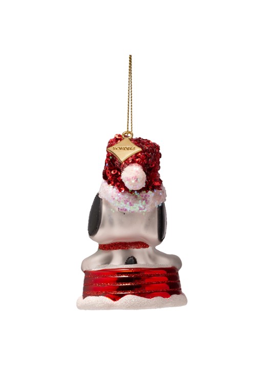 Vondels Snoopy En Woodstock Op De Slee kersthanger 7,5 cm - achterkant goud