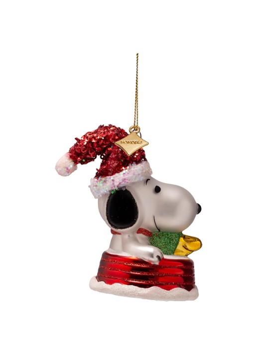 Vondels Snoopy En Woodstock Op De Slee kersthanger 7,5 cm - detail 4 goud