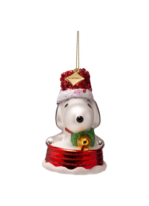 Vondels Snoopy En Woodstock Op De Slee kersthanger 7,5 cm - voorkant 2 goud