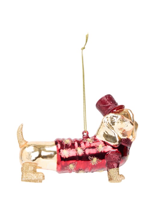 Vondels Special de Bijenkorf dachshund kersthanger 8 cm