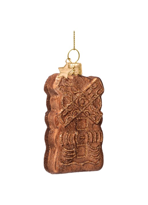 Vondels Speculaas kersthanger 9 cm - detail 4 bruin