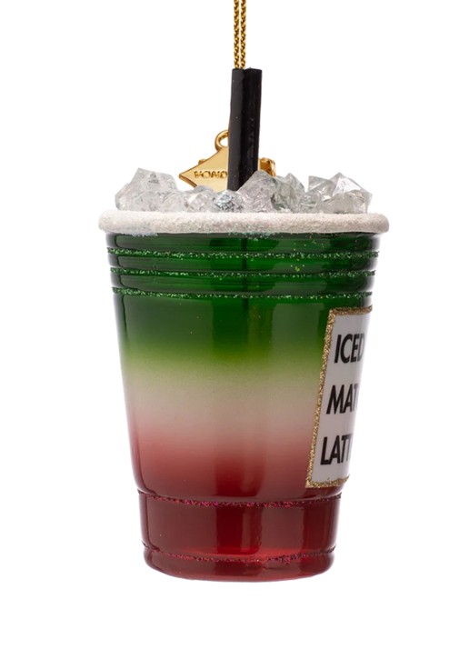 Vondels Strawberry Iced Matcha kersthanger 10 cm - detail 2 bronsgroen