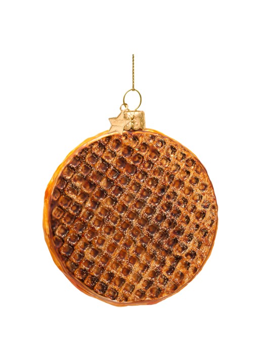 Vondels Stroopwafel kersthanger 9 cm - achterkant 2 bruin