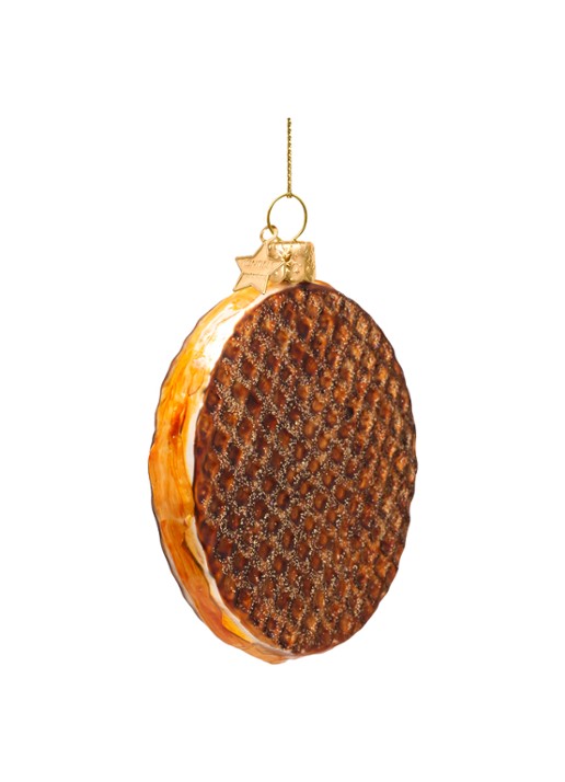 Vondels Stroopwafel kersthanger 9 cm - detail bruin