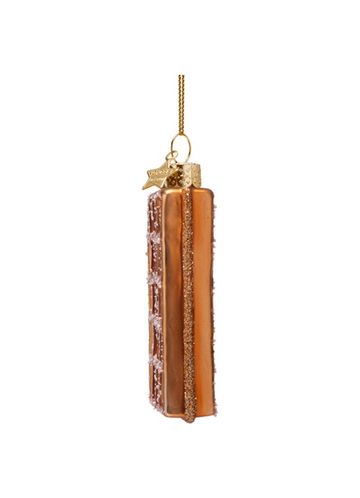 Vondels Suiker Wafel kersthanger 8,5 cm - detail 3 bruin
