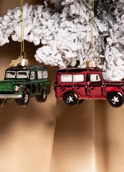 Vondels SUV Auto kersthanger 6,5 cm - voorkant 4 groen