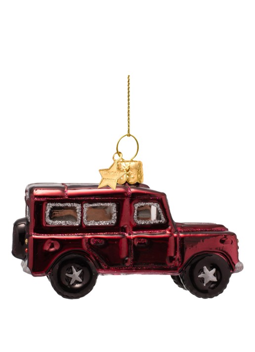 Vondels SUV Auto kersthanger 6 cm - detail 4 rood