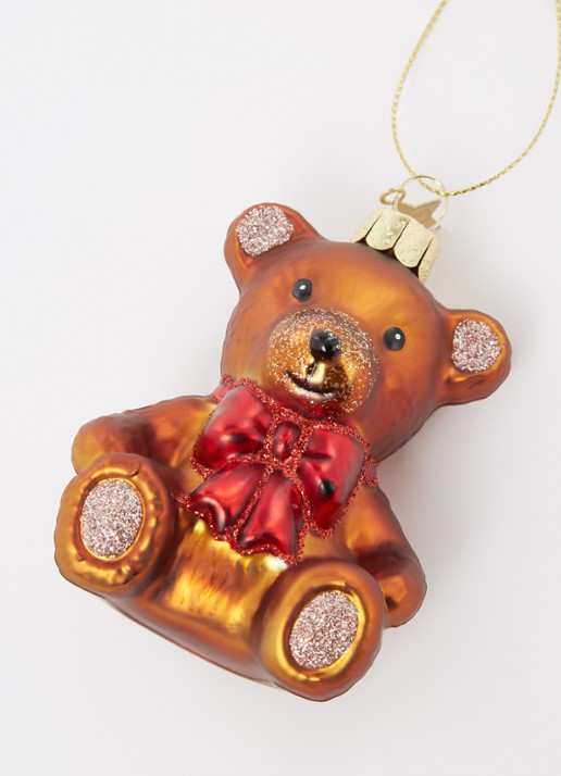 Vondels Teddybear Bow kersthanger 8,5 cm - detail 3 bruin