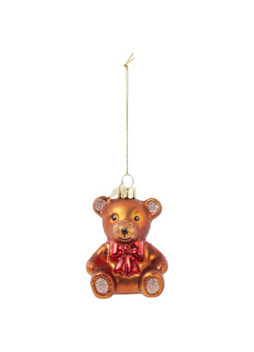 Vondels Teddybear Bow kersthanger 8,5 cm - voorkant bruin