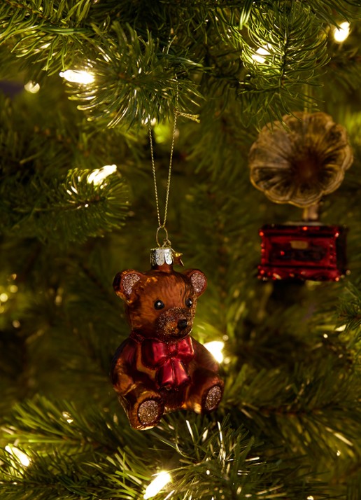 Vondels Teddybear Bow kersthanger 8,5 cm - voorkant 2 bruin