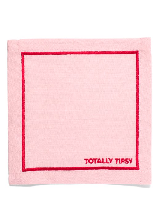 Vondels Totally Tipsy  servetten 14 x 14 cm set van 2 - voorkant 2 roze