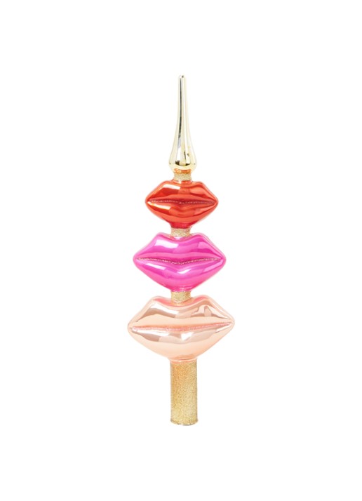 Vondels Tree Topper Glass Lips piek 26 cm - voorkant roze