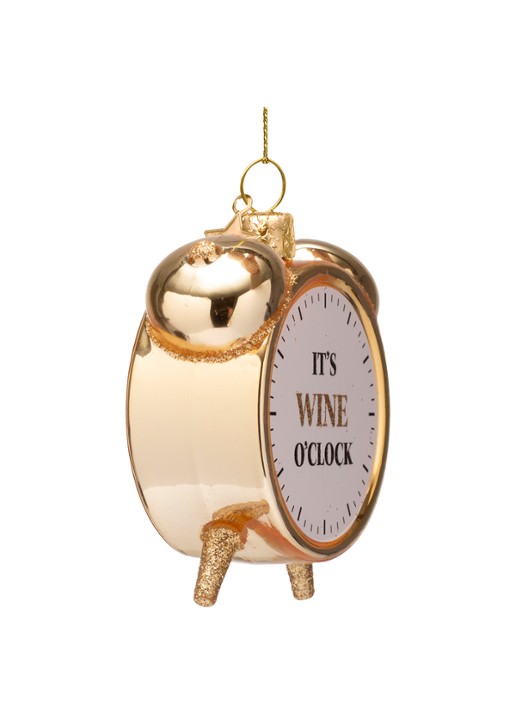 Vondels Wine O'Clock Alarm kersthanger 9 cm - detail 3 goud
