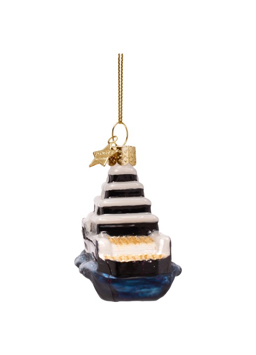 Vondels Yacht kersthanger 5 cm - achterkant 2 zwart