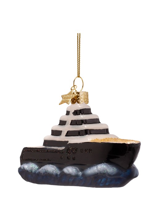 Vondels Yacht kersthanger 5 cm - voorkant 4 zwart